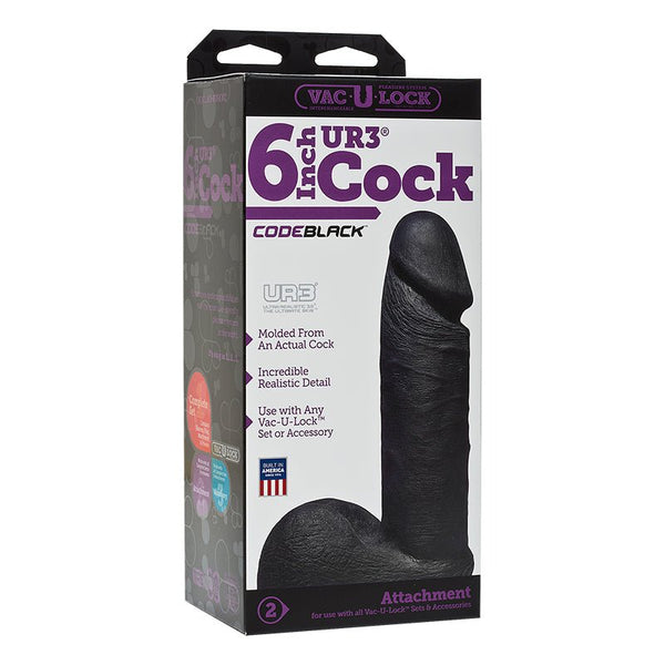Vac - U - Lock - ULTRASKYN 6in Realistic Cock CODEBLACK - Royal Sins