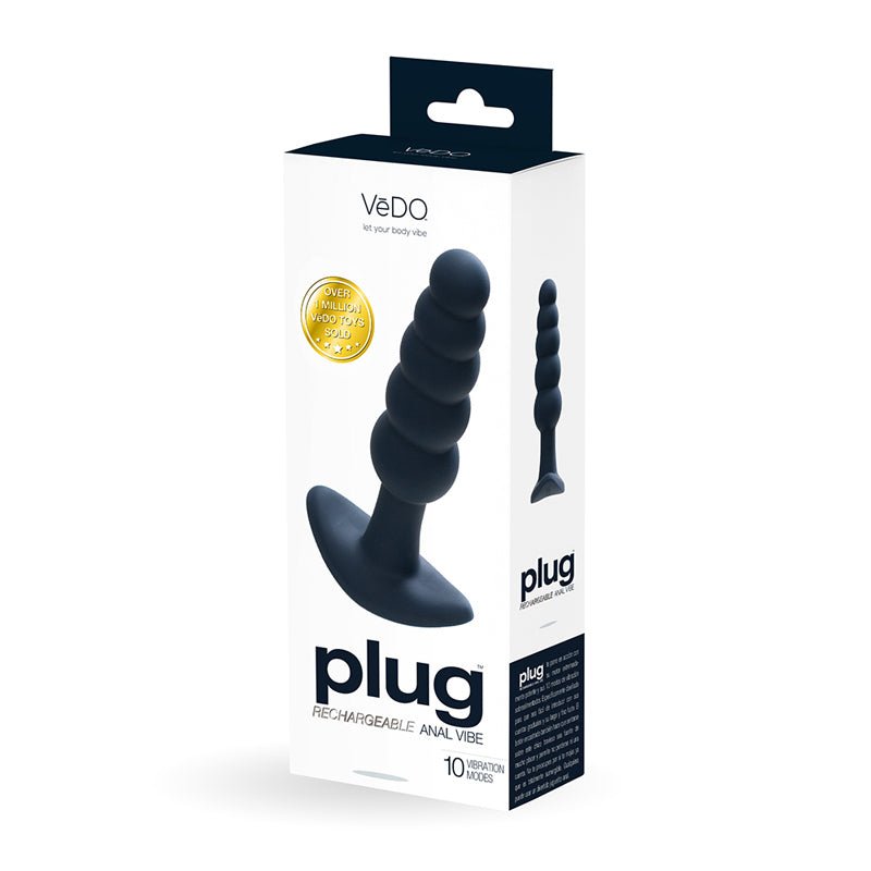 VeDO Plug Rechargeable Silicone Vibrating Anal Plug Black - Royal Sins