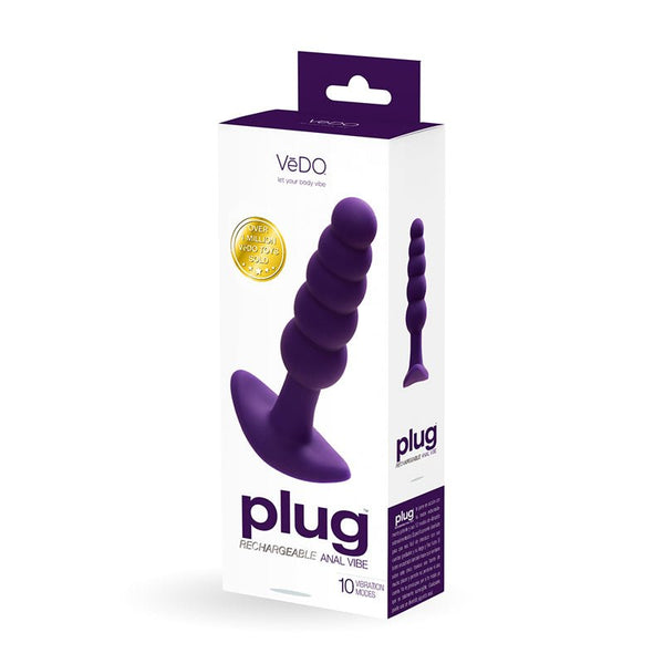 VeDO Plug Rechargeable Silicone Vibrating Anal Plug Purple - Royal Sins