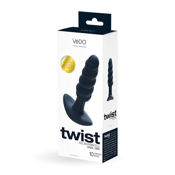 VeDO Twist Rechargeable Silicone Vibrating Anal Plug Black - Royal Sins