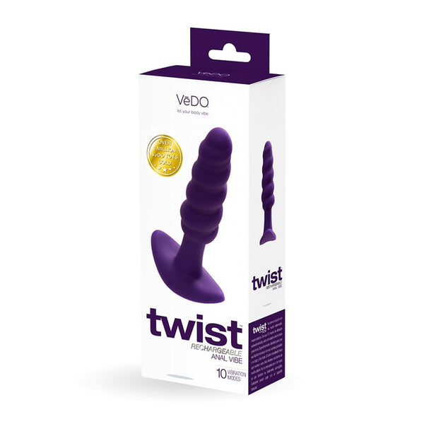 VeDO Twist Rechargeable Silicone Vibrating Anal Plug Purple - Royal Sins