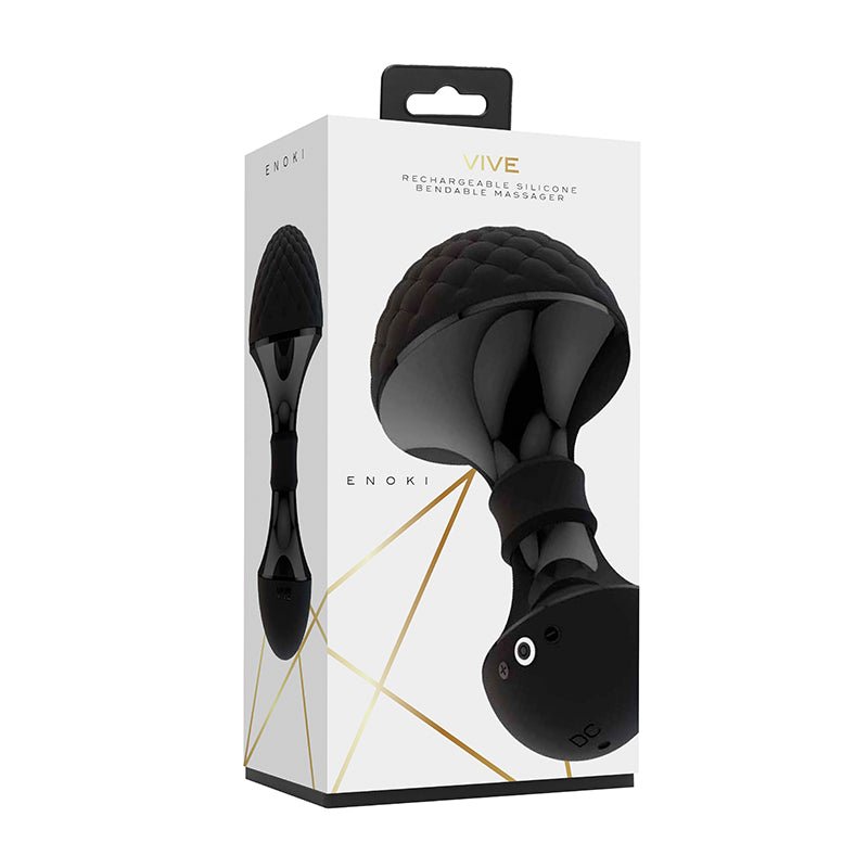 VIVE ENOKI Rechargeable Bendable Silicone Massager Black - Royal Sins