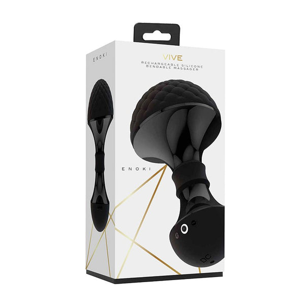 VIVE ENOKI Rechargeable Bendable Silicone Massager Black - Royal Sins