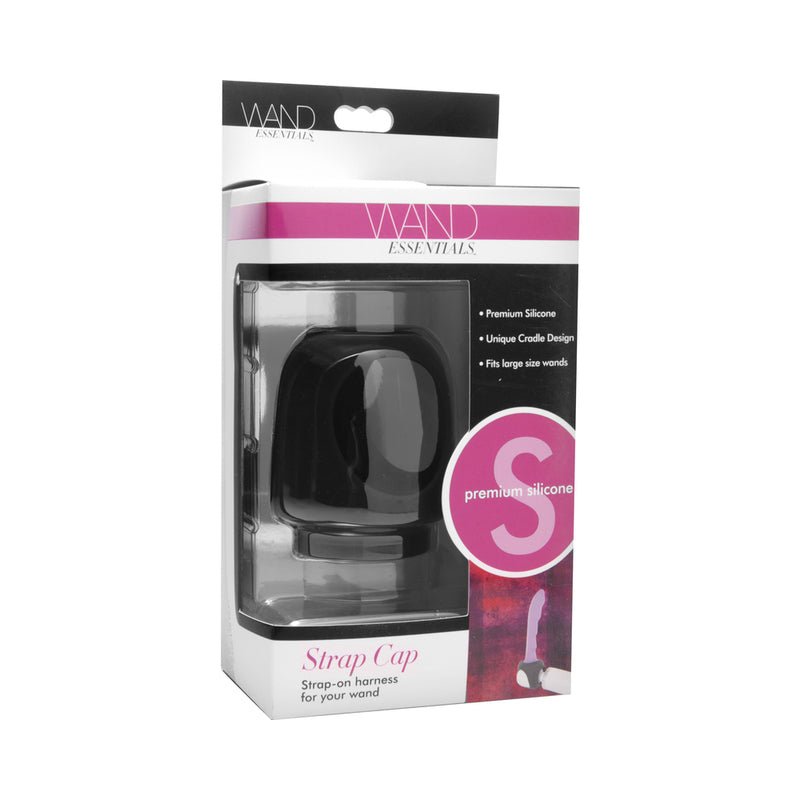 Wand Essentials Silicone Strap Cap Wand Harness For Dildos Black - Royal Sins