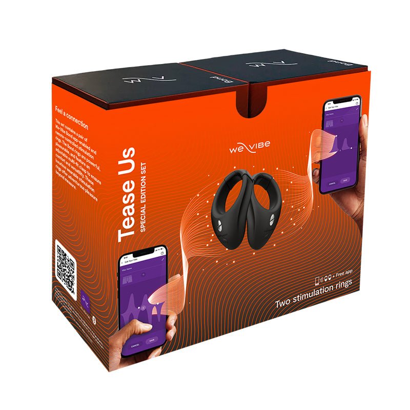 We - Vibe Tease Us Special Edition Wearable Stimulation Ring Set (Bond & Bond) Black - Royal Sins