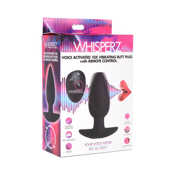 Whisperz Voice Activated 10X Vibrating Butt Plug with Remote - Royal Sins
