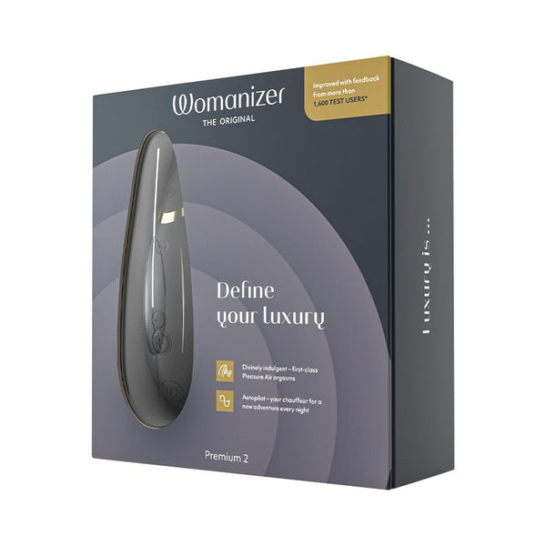 Womanizer Premium 2 Rechargeable Silicone Luxurious Pleasure Air Clitoral Stimulator Black - Royal Sins