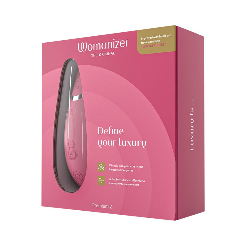 Womanizer Premium 2 Rechargeable Silicone Luxurious Pleasure Air Clitoral Stimulator Raspberry - Royal Sins