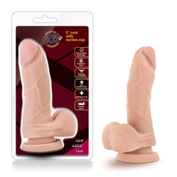 X5 Plus Realistic 5 in. Posable Dildo with Balls Beige - Royal Sins