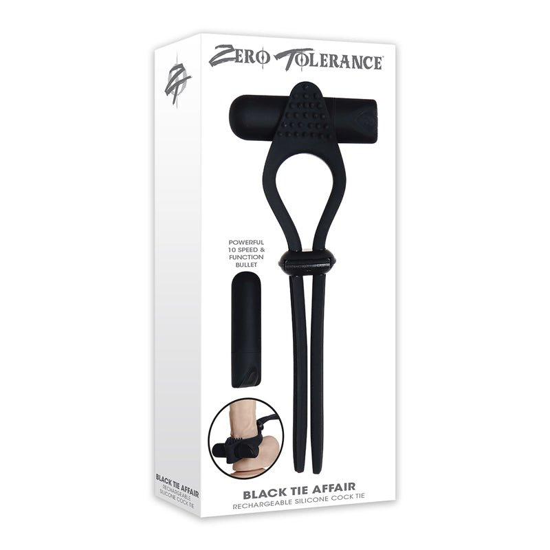 Zero Tolerance Black Tie Affair Rechargeable Silicone Cock Tie Cockring Black - Royal Sins
