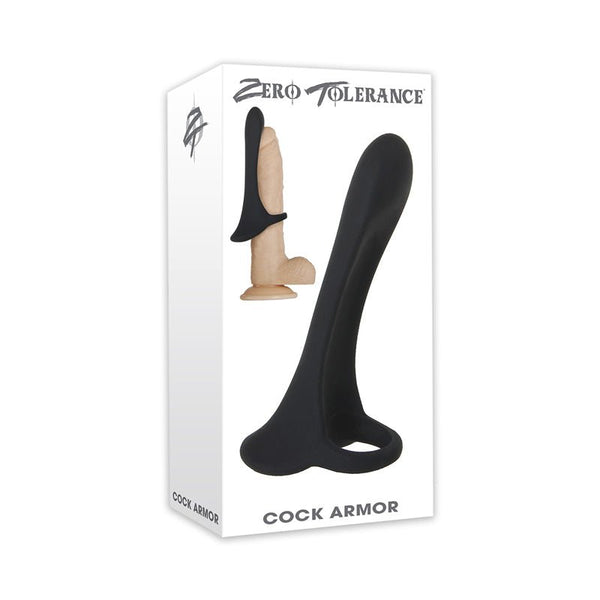 Zero Tolerance Cock Armor Rechargeable Vibrating Silicone Cock Sheath Black - Royal Sins