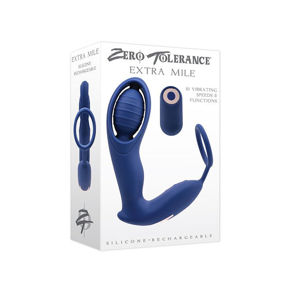 Zero Tolerance Extra Mile Vibrating Prostate Massager with C - Ring Blue - Royal Sins