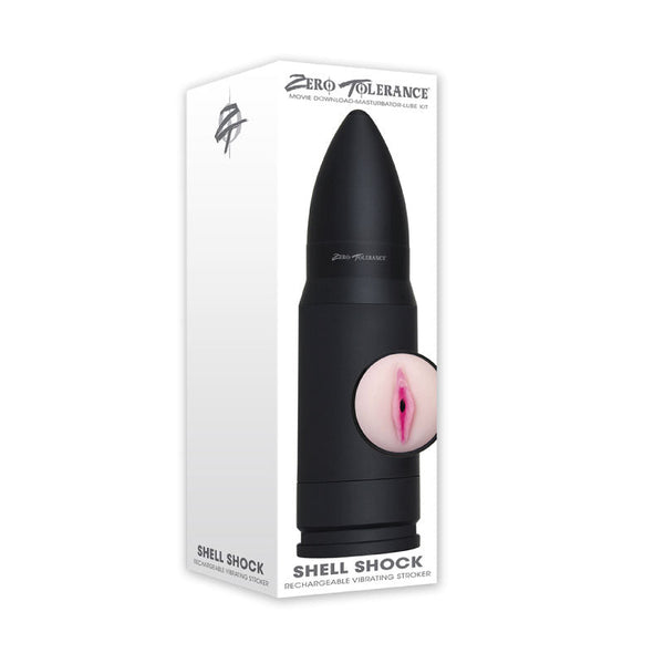Zero Tolerance Shell Shock Rechargeable Bullet - Shaped Vibrating Vagina Stroker Black - Royal Sins