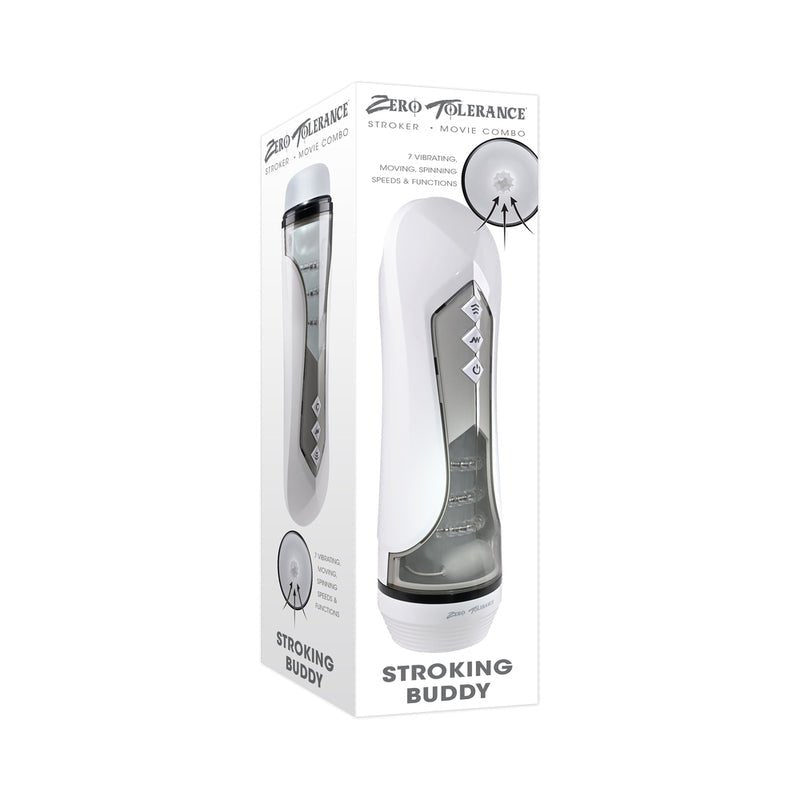 Zero Tolerance Stroking Buddy Rechargeable Vibrating Stroker White - Royal Sins