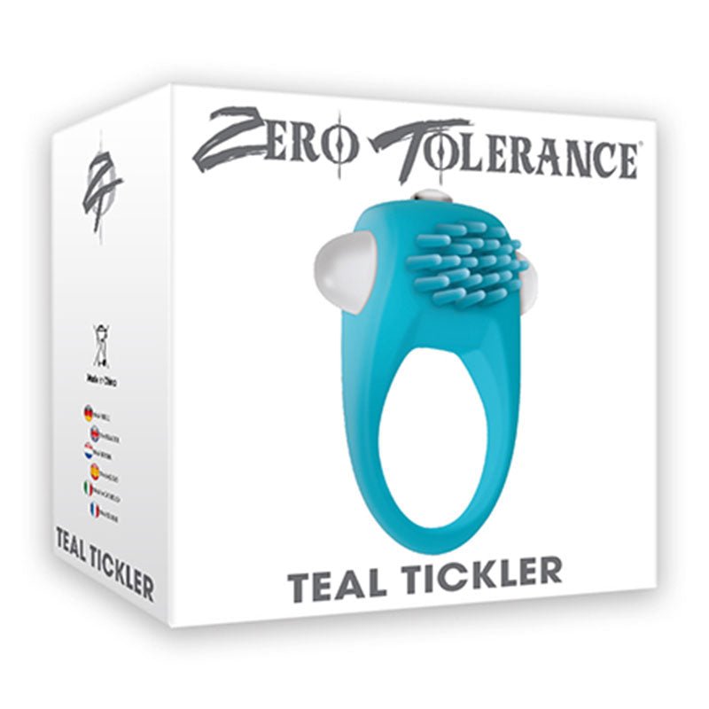 Zero Tolerance Teal Tickler Single - Speed Vibrating Silicone Cockring Teal - Royal Sins