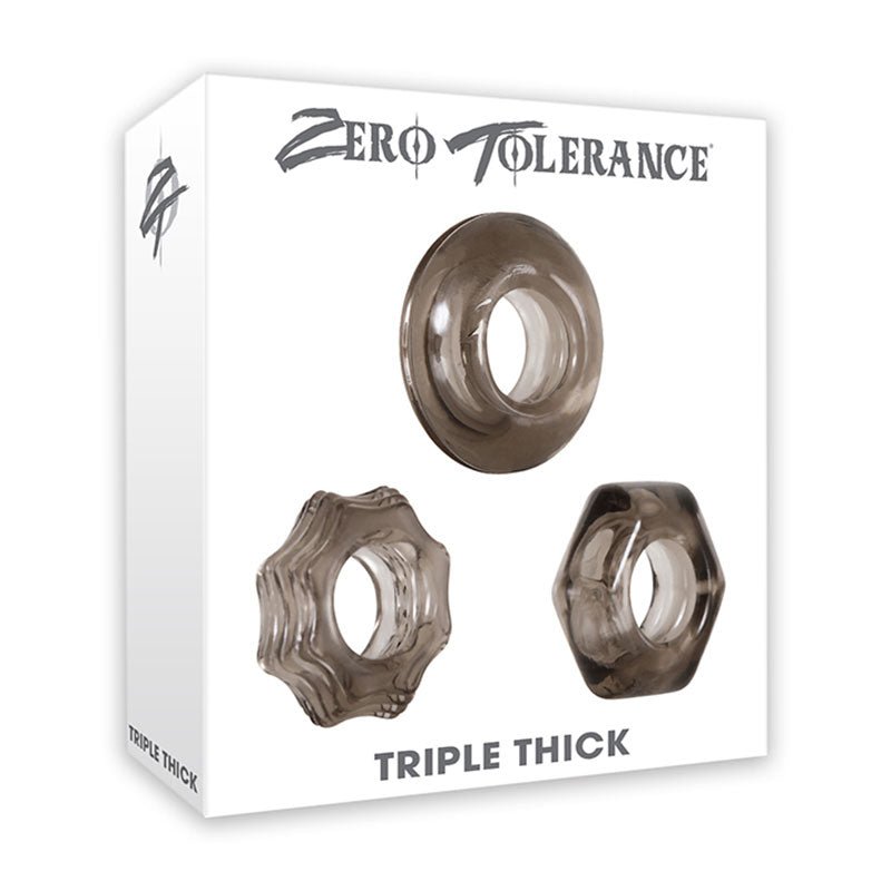 Zero Tolerance Triple Thick 3 - Piece Cockring Set Smoke - Royal Sins