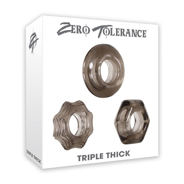 Zero Tolerance Triple Thick 3 - Piece Cockring Set Smoke - Royal Sins